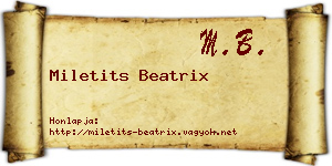 Miletits Beatrix névjegykártya